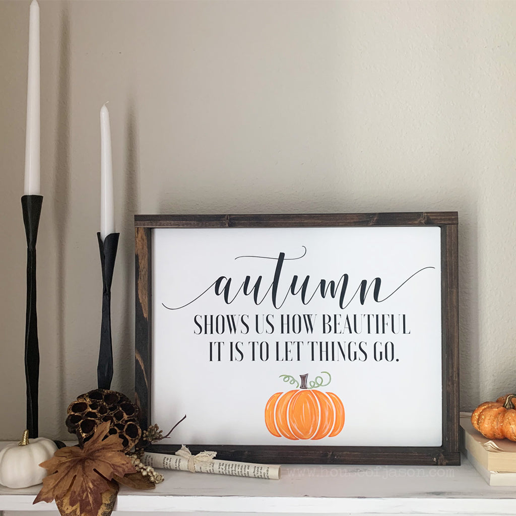 Autumn Wooden Sign with Pumpkin | 16 x 12