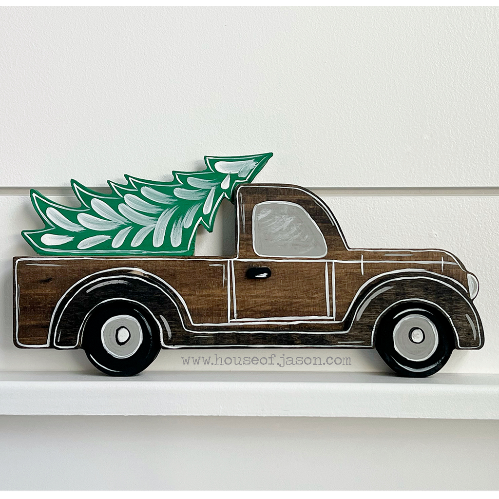 Wooden Truck with Tree | Rustic Brown