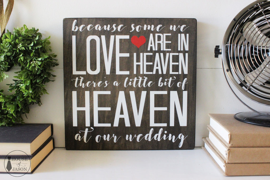 In Loving Memory, Someone in Heaven at Our Wedding, Hand Painted Wooden Sign | 12 x 12