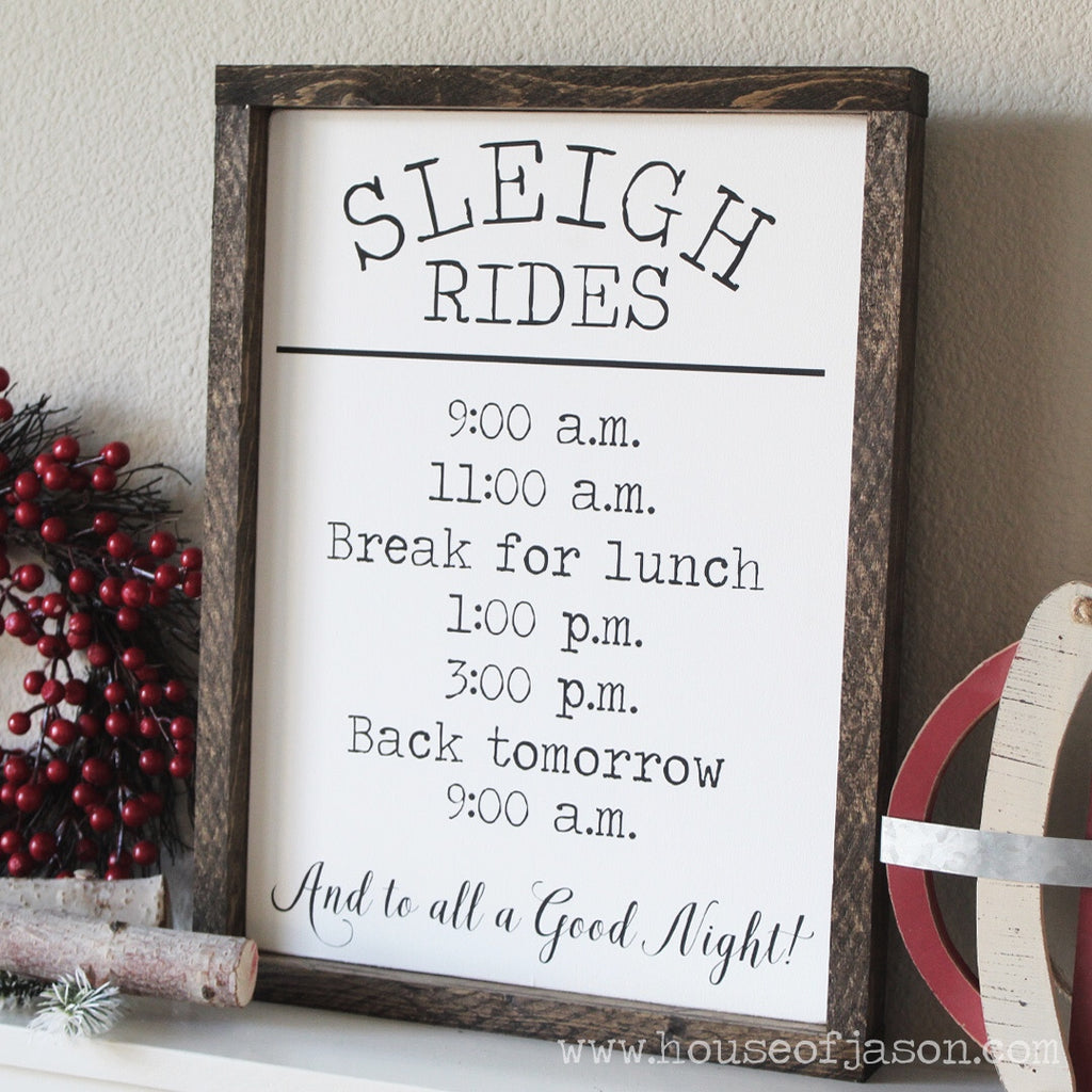 Farmhouse Christmas Decor, Sleigh Rides, Hand Painted Wooden Sign