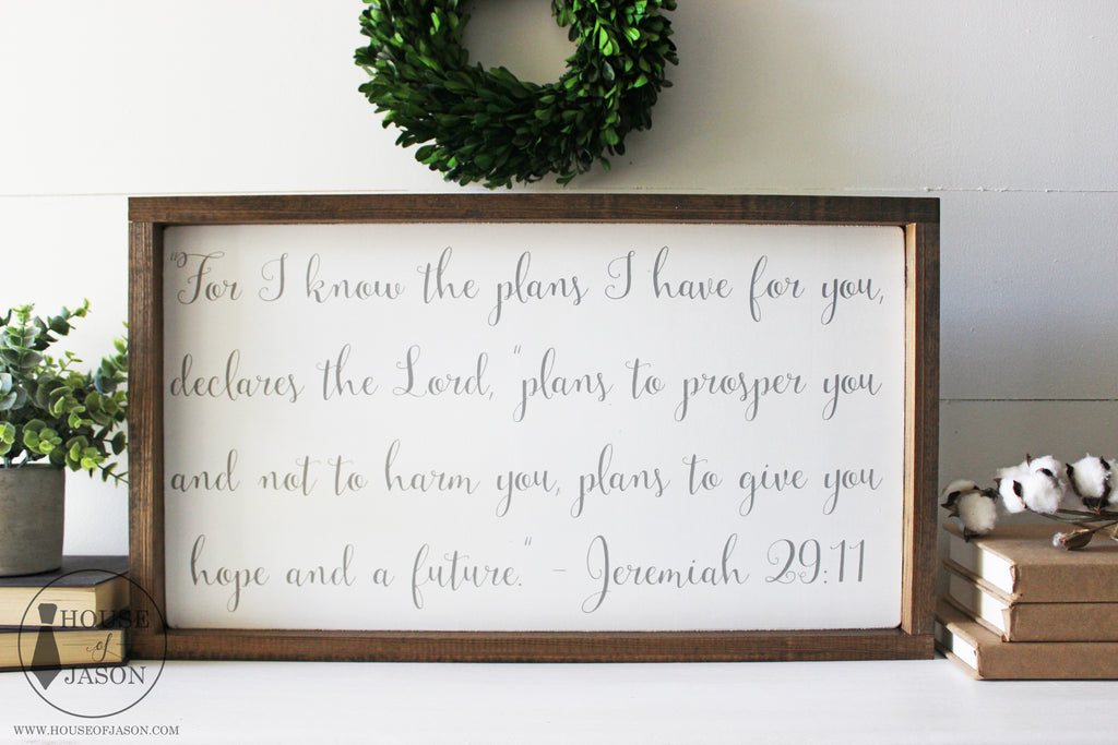 Jeremiah 29:11, Scripture, Religious Decor, Hand Painted Wooden Sign | 24 x 13