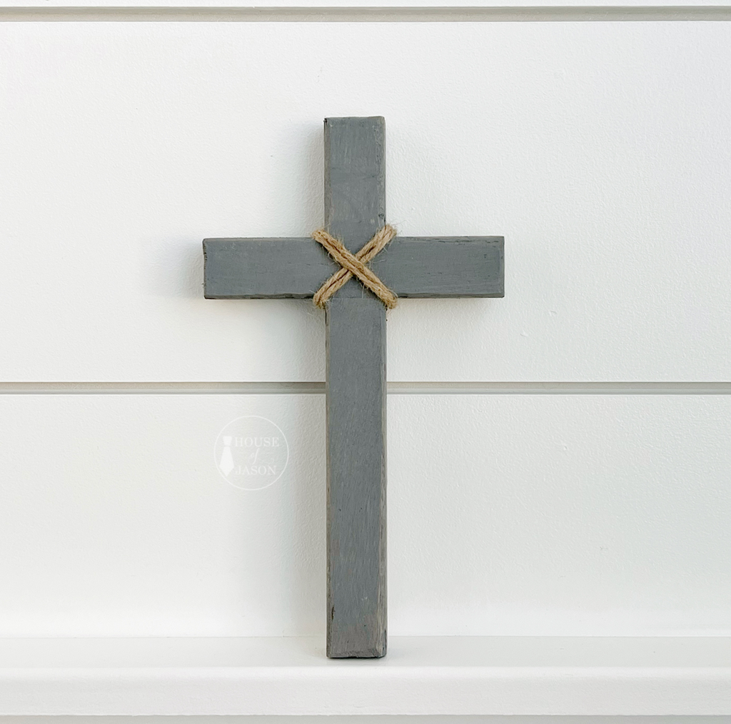 Gray Wooden Cross with Twine