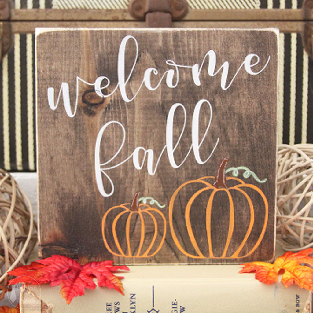 Welcome Fall Wooden Sign | 7 x 7