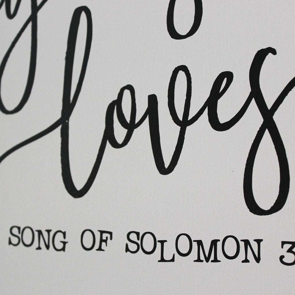 I Have Found The One Whom My Soul Loves, Black And White, Song of Solomon 3:4, Hand Painted Wooden Sign | 13 x 24