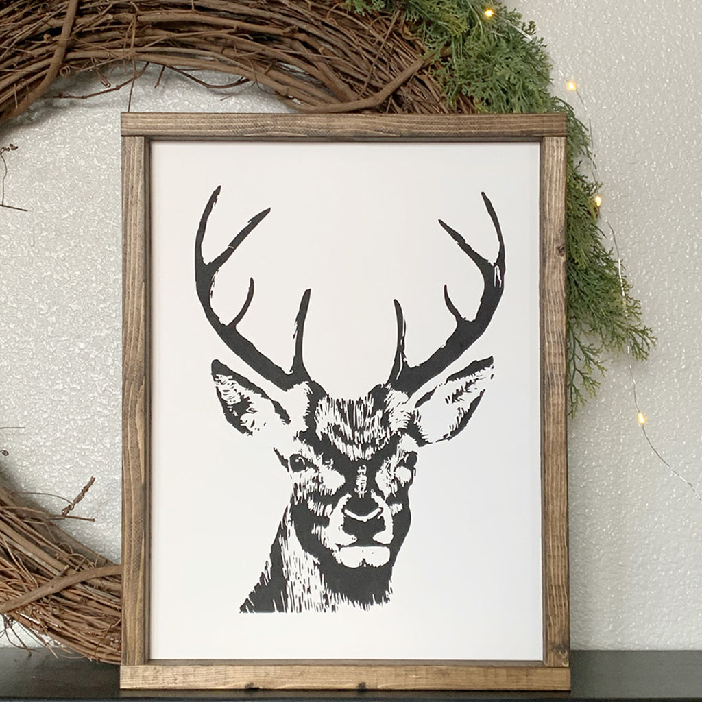 Winter Deer Wooden Sign | 12 x 16