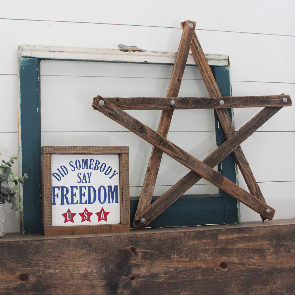 Did Somebody Say Freedom, 4th of July, Hand Painted Wooden Sign | 8 x 8