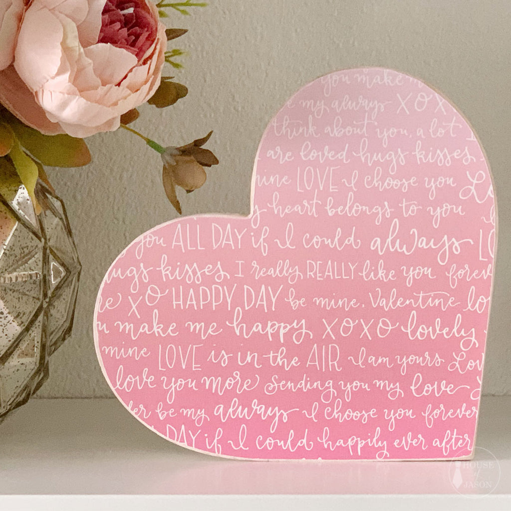 Ombre Pink + White Wooden Heart