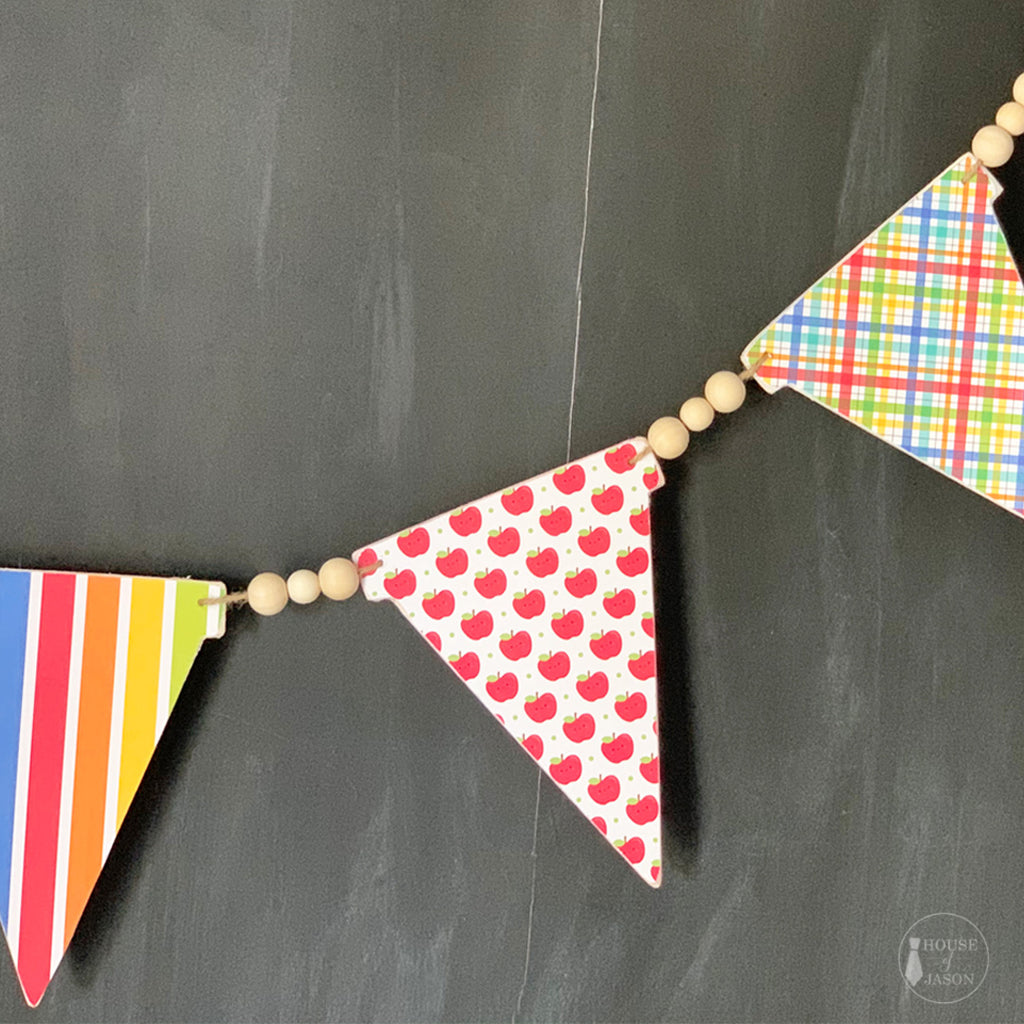 Primary Color and Apple Wooden Banner