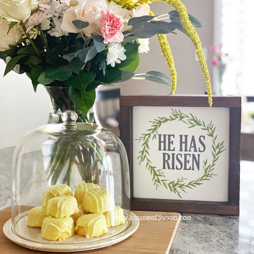 He Has Risen, Hand Painted Wooden Sign | 8 x 8